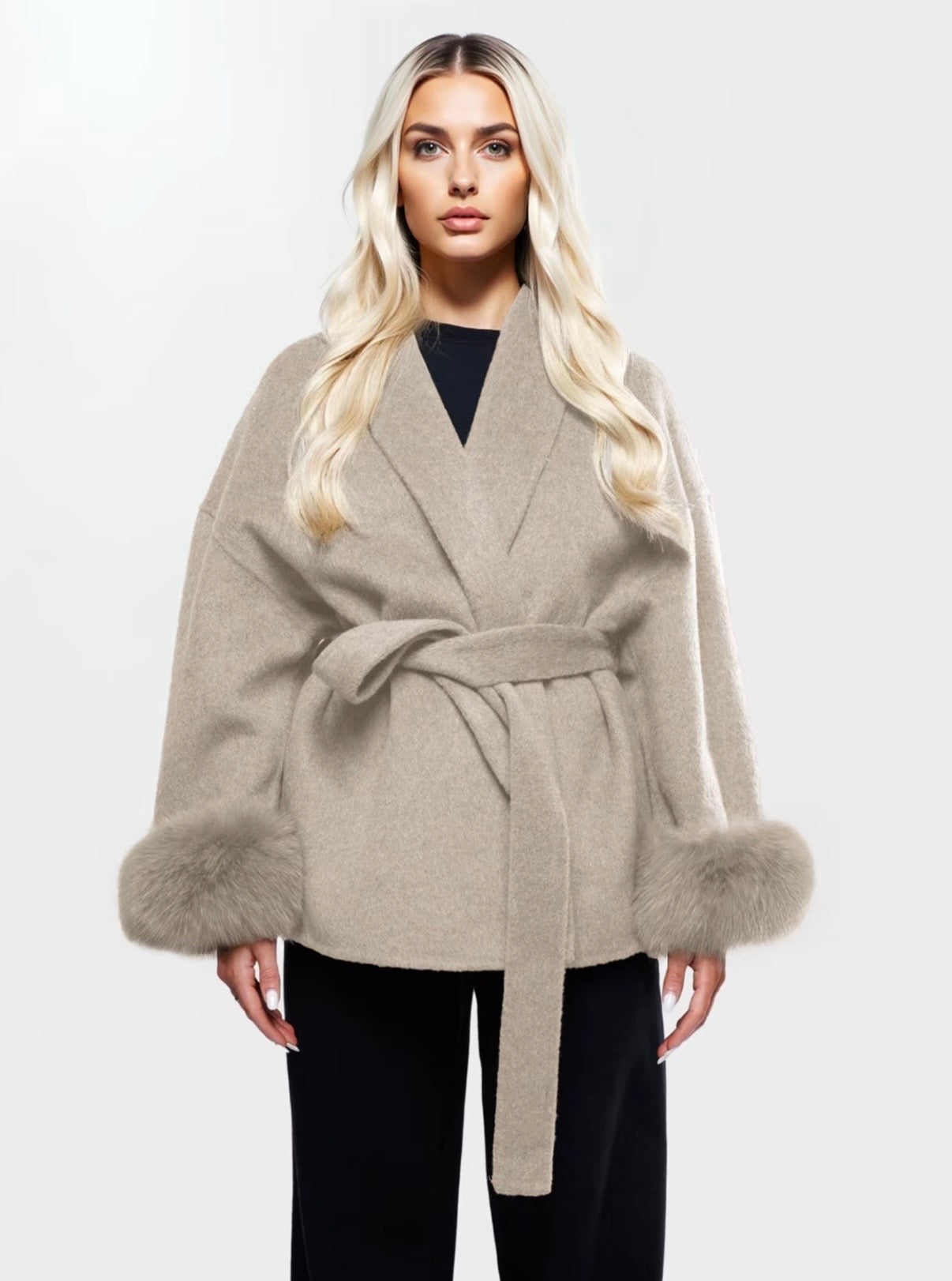 Plush Tie Jacket Coat