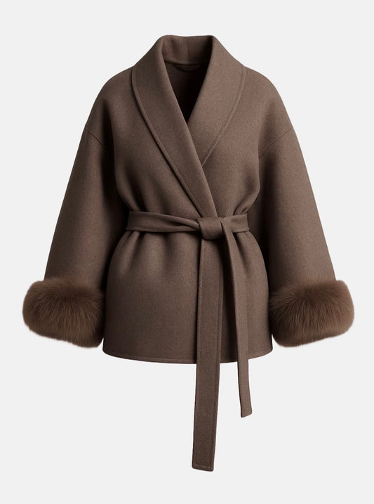 Plush Tie Jacket Coat