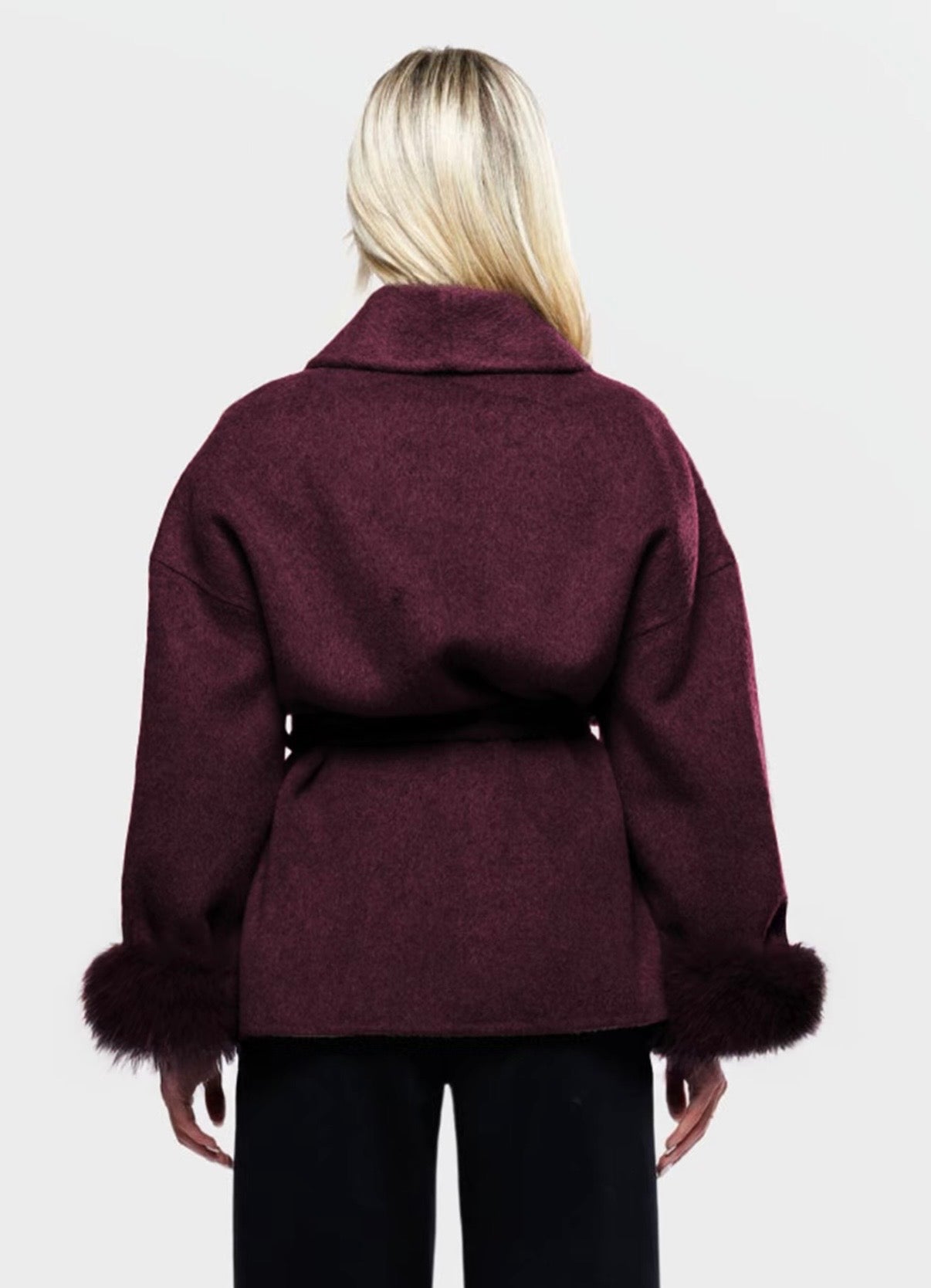 Plush Tie Jacket Coat