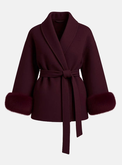Plush Tie Jacket Coat