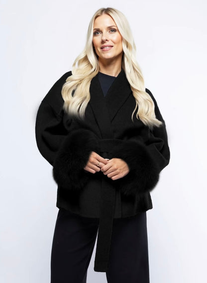 Plush Tie Jacket Coat