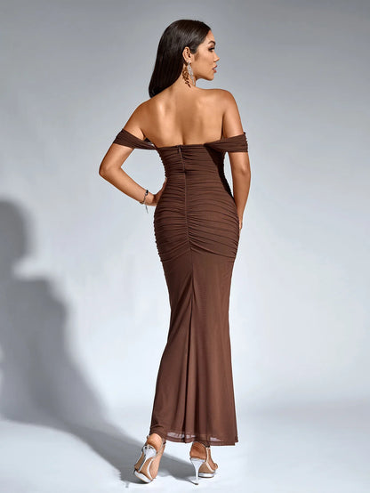 Renaya | Off shoulder ruched maxi dress