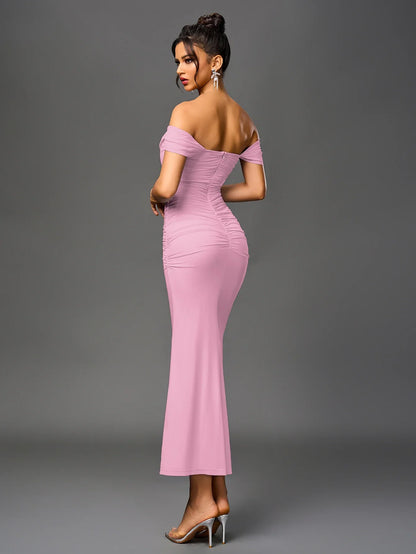Renaya | Off shoulder ruched maxi dress