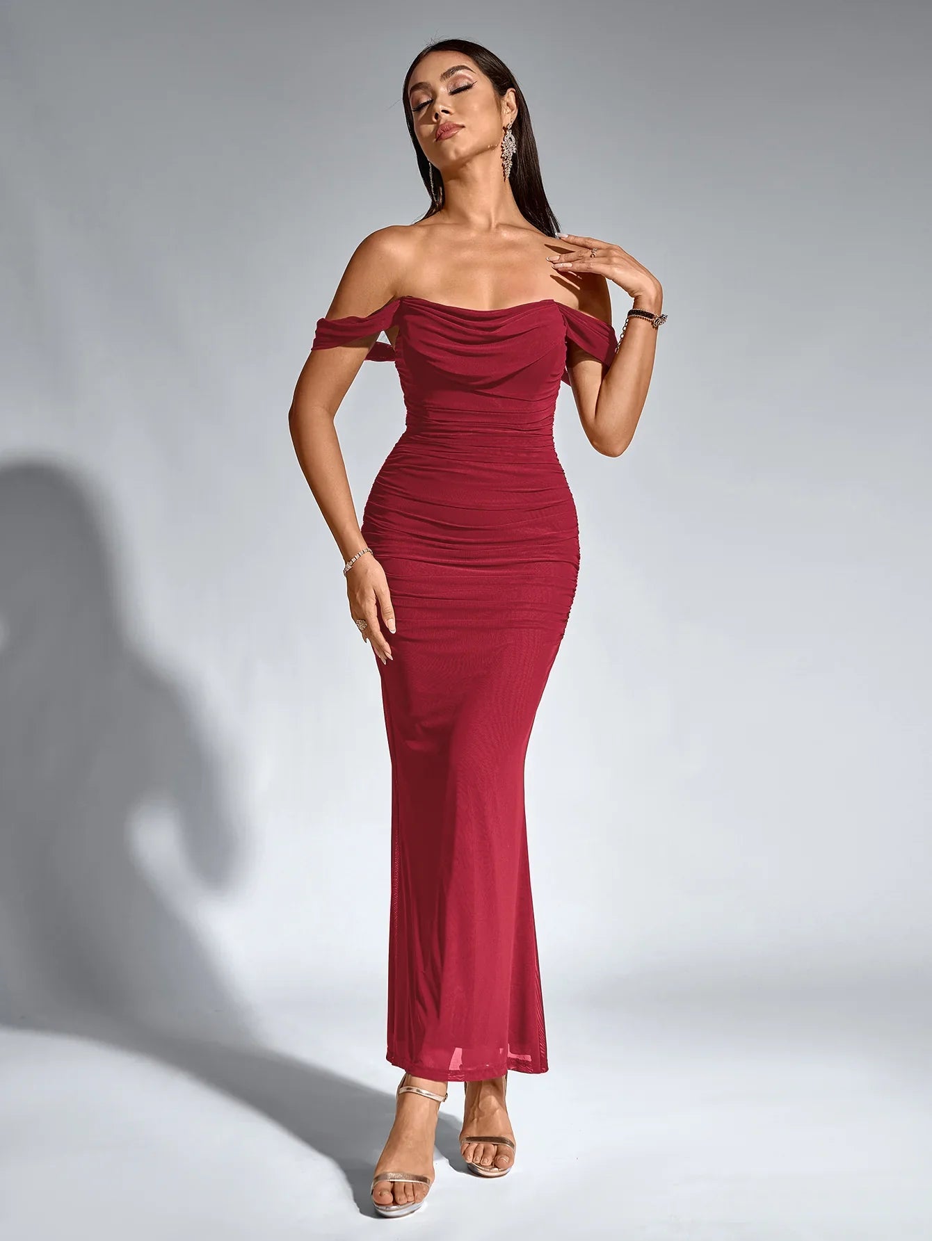 Renaya | Off shoulder ruched maxi dress