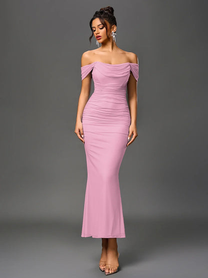Renaya | Off shoulder ruched maxi dress
